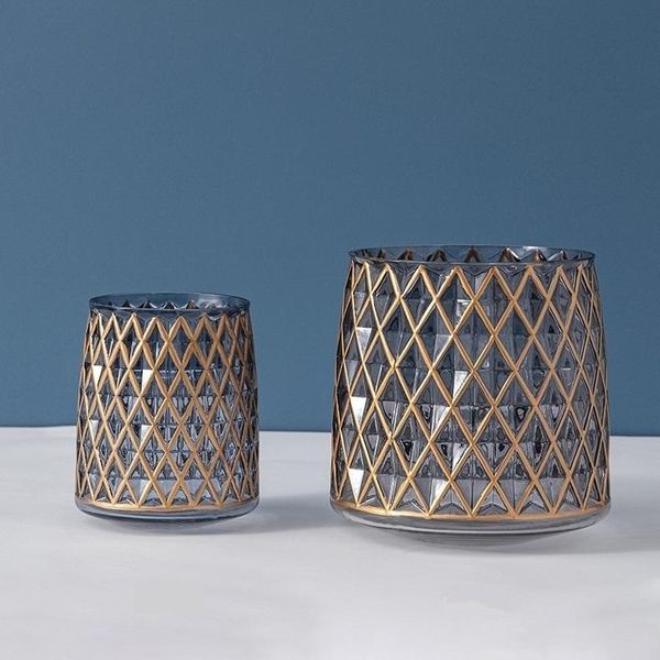 

vases wide mouth glass flower vase desklattice pot home glassware ornament craft art furnishing office decor sitting room