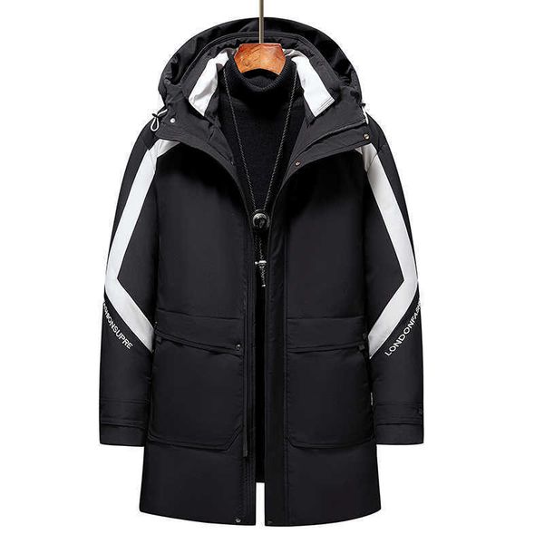 

branded men down jacket letter appliques designer male winter warm double zipper outwear fashion down coat, Black