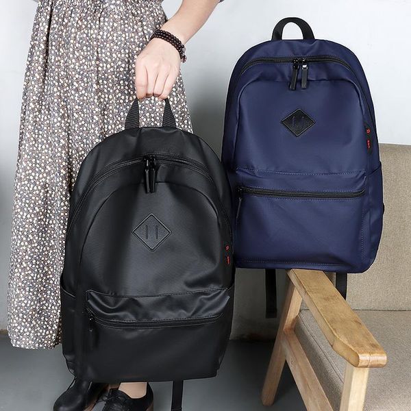 

men nylon waterproof travel bag simple pure color backbag leisure light fitness male sports black navy backpack