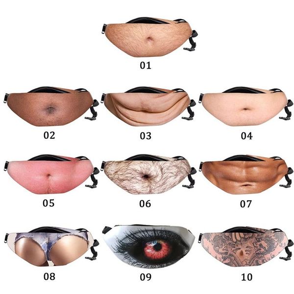 

women's anti-harassment fake belly zipper funny printing beer portable wine pocket bag friend gift waist bags