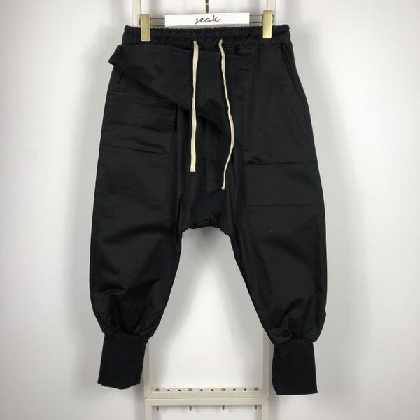 

men's pants 20ss owen seak men casual harem gothic clothing high street sweatpants autumn women calf-length pant loose black