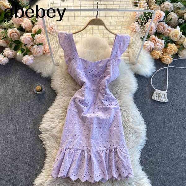 

design hollow ruffles strap dress women v neck sleeveless backless party summer korean elegant chic short 210512, Black;gray