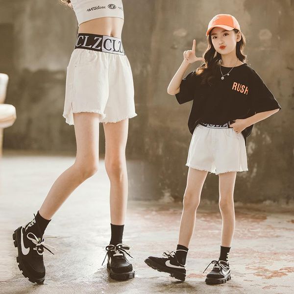 

kids girls summer white shorts 2021 fashion black denim short teen outfit