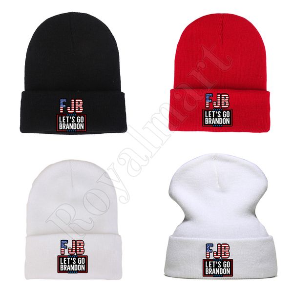 FJB Lets Go Brandon Beanie Hats 2024 Trump lavorato a maglia di lana ricamo cappello presidente elettorale berretti caldi universali