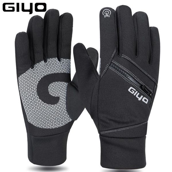 

s-12 mountain bike winter full finger glove iamok bicycle windproof warm touch screen gloves thickened cycling equipment, Black