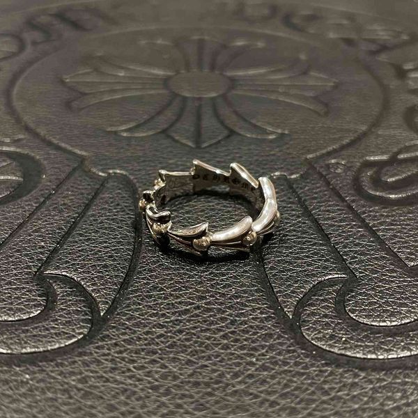 

nine crow heart fish bone wave cross ring ch simple fishtail 925 sterling silver men's and women's
