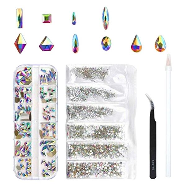 

1843pcs makeup tools glass crystal 3d decorations nail art set salon ab rhinestones stones gems multi shapes flat back craft kits