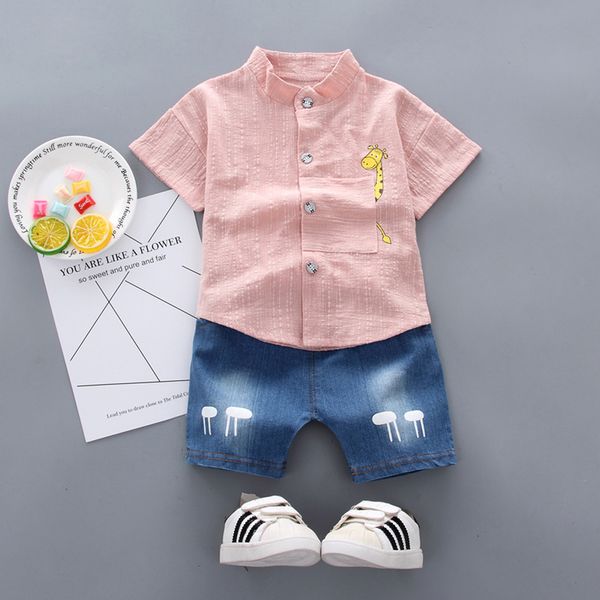 

2pcs kid toddler baby boy clothes cotton shirt + shorts summer clothes 2pcs outfits set, White