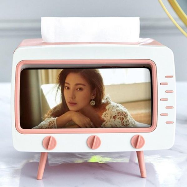 

tissue boxes & napkins creative 2 in 1 tv doos deskpapier houder dispenser opslag servet case organizer met mobiele telefoon