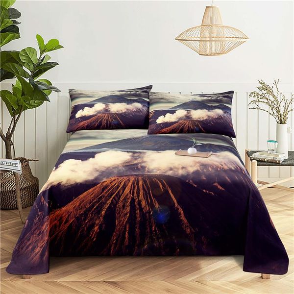 

sheets & sets volcano bedding sheet home digital printing polyester bed flat with case print