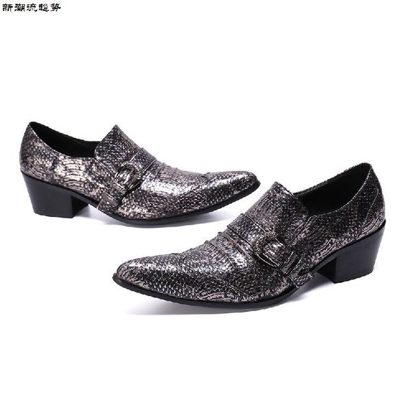 

dress shoes fashion black men's genuine leather slip on classic pointed toe office work wedding party formal high heels