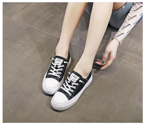 

spring women thick sole leather white black color shoes summer casual board shoes