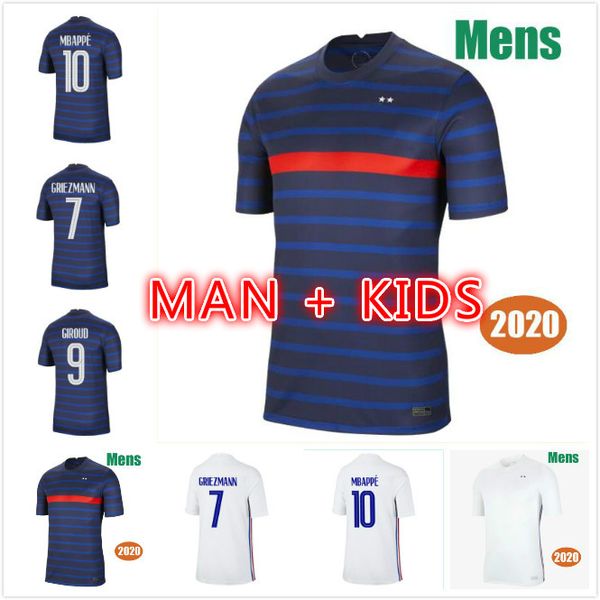 

2021 mbappe griezmann pogba giroud kante france jerseys 20 21 home away soccer jersey football shirts men + kids kit, Black;yellow