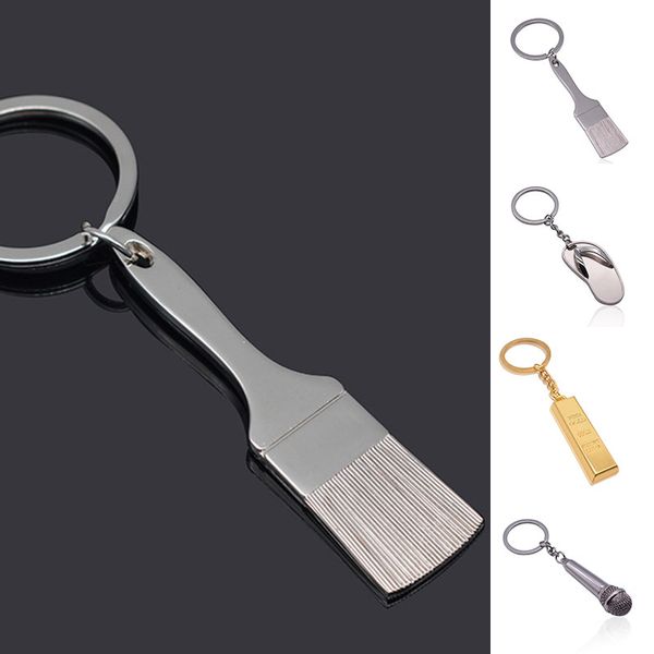 

metal key chain creative music gifts key ring microphone key chain fashion pendant jewelry keyrings charm keychain trinkets, Silver