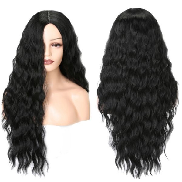 

fashionable wig beautiful goddess synthetic s female chemical fiber natural black long curly wig