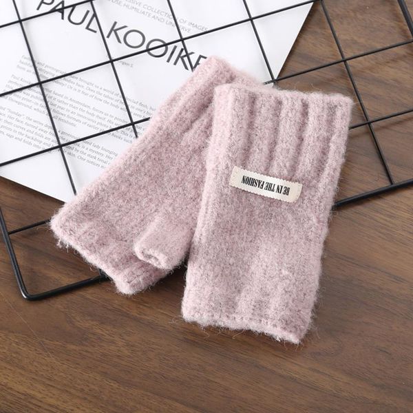 

five fingers gloves winter warm thickening wool exposed finger thick women glove without mittens knitted fingerless, Blue;gray