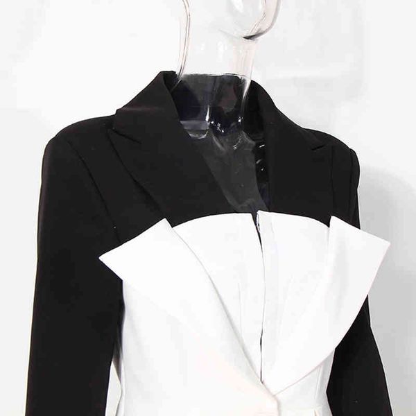 

women's suits & blazers twotwinstyle hit color casual korean blazer for women notched long sleeve elegant straight female spring fashio, White;black
