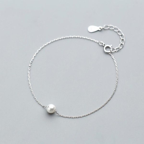 

link, chain 2021 100% 925 sterling silver fashion women jewelry synthesis pearl bracelet 16cm for gift girls lady drop, Black