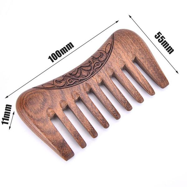 

hair brushes pocket wooden comb natural gold sandalwood super wide tooth wood combs double side engraved small, Silver