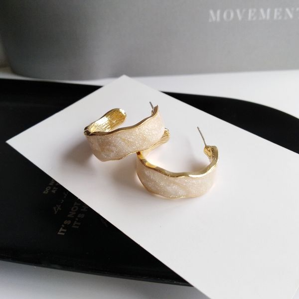 

s925 sier needle personalized temperament earrings simple c-word oil dripping trendy ins 1734, Golden