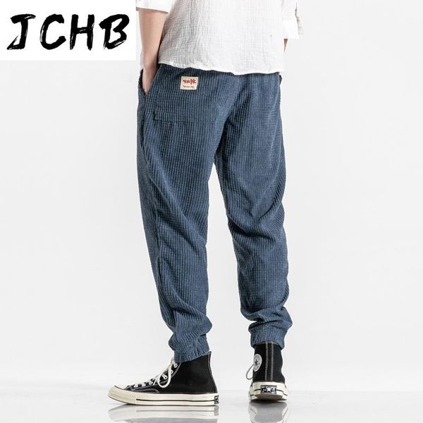 

men's pants spring 2021 autumn corduroy harem men joggers korean streetwear casual hip hop tracksuit m-5xl, Black
