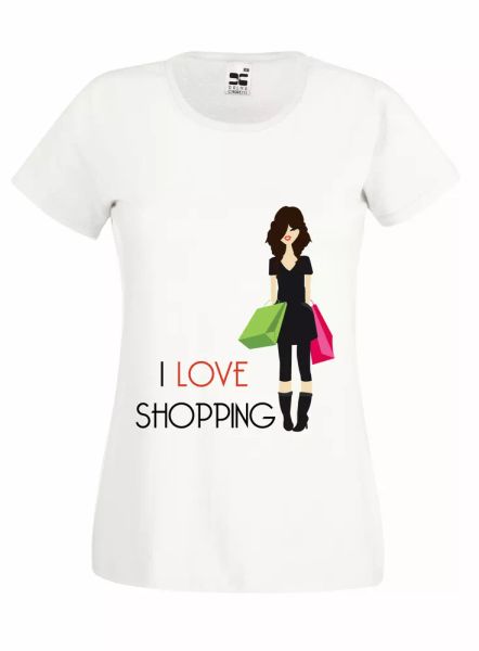 

shirt i love shopping t-shirt ladies 100% cotton, White;black