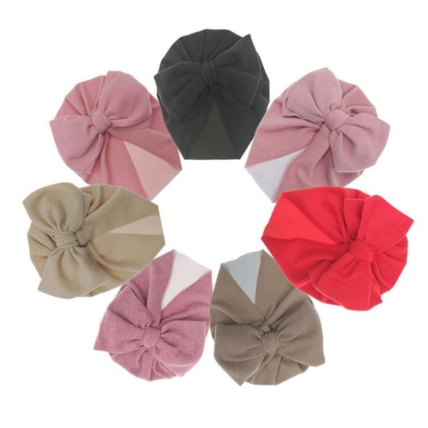 

baby hat girls bows turban hats infant pography props cotton kids beanie cap accessories children caps &, Yellow
