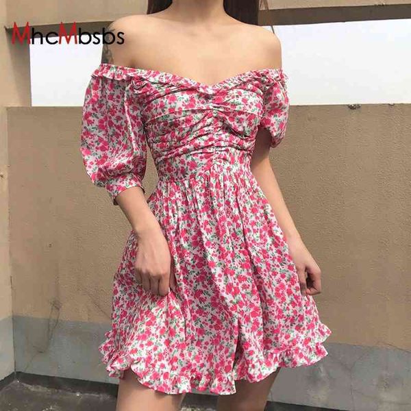 

casual dresses vintage v neck short puff sleeve floral printed french fairy mini for women summer backless beach vacation rob, Black;gray