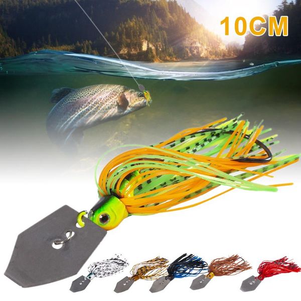 

fishing hooks 10 cm 11 g rotating bait with rubber jumper skirt buzzbait tackle metal artificial spin