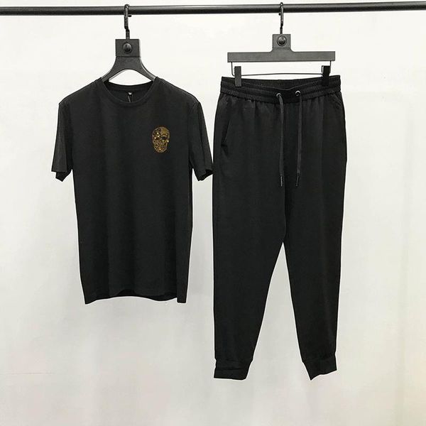 

men's tracksuits casual classic design cotton t-shirt personalized slim sets tracksuit 2-piece short sleeve, Gray