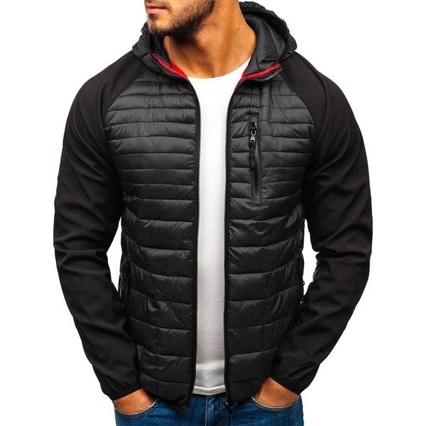 

2021 winter new cotton padded men's loose jacket splicing fashion slim, Black