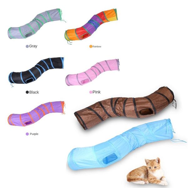 

cat toys folding tunnel tube, kitten boring for toy pets with holes kitty