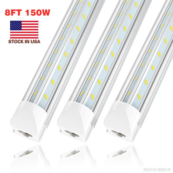 8FT T8 LED Tubo Luz SMD5730 4FT 5FT 6FT 8FT150W V Em forma de LED Cooler Tubos de Porta Iluminação Iluminação Condutor Duplo Loja Luzes Luminárias