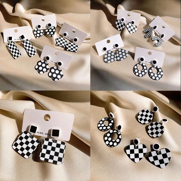 

wave black white earrings fashion exaggerated simple long temperament net red