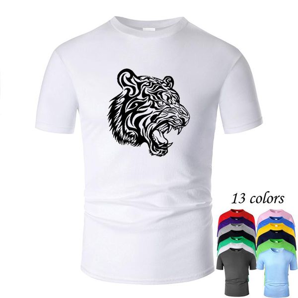 

men's t-shirts tiger line art o neck cotton t shirt men and woman summer short sleeve designed casual tee m02073, White;black