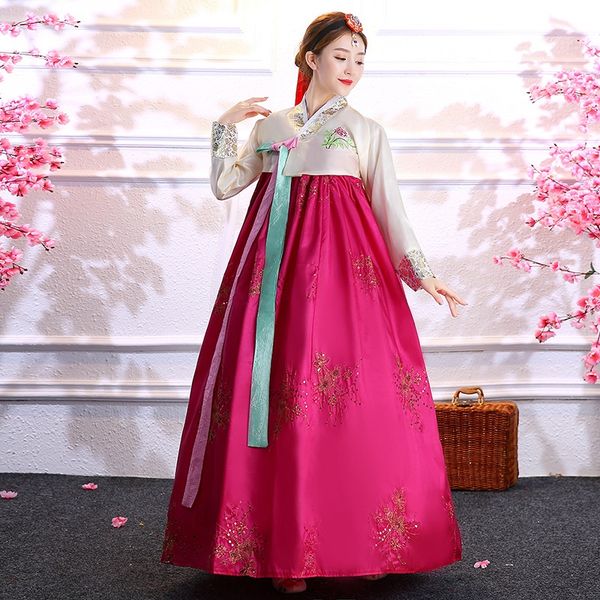 

orthodox hanbok folk women traditional costume korean dress elegant princess palace costume korea emboridery hanbok korean 10735, Red