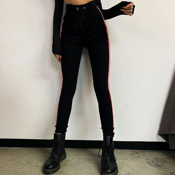 

women's pants & capris running sports fitness casual side stitching striped fashion feet trousers sweatpants women joggers harajuku, Black;white