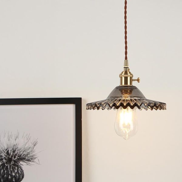 

pendant lamps retro nostalgic restaurant cafe simple wrought iron glass single head led chandelier kitchen hanging lights