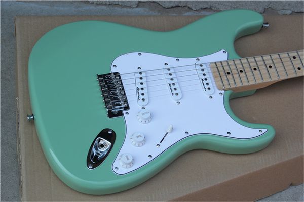 

guitar green six string st electric guitar, customized logo