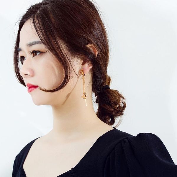 

dangle & chandelier yms european american fashion long tassel butterfly earrings for women 2021 stainless steel rose gold all-match women&#0, Silver