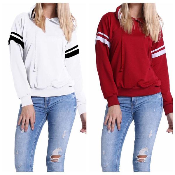 

women's hoodies & sweatshirts autumn patchwork women 2022 casual pullover long sleeve hooded plus size loose sweatshirt, Black