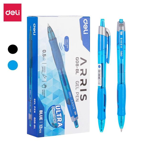 

gel pens deli retractable set black/blue ink colored pen 0.5mm replaceable refills office&school supplies stationery