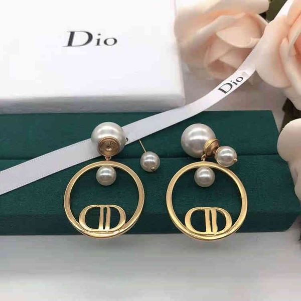

70% off 2021 d's big circle pearl brass earrings 925 silver needles