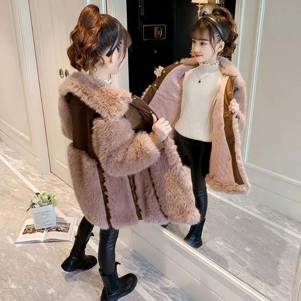 

jackets fashion 2021 autumn winter faux fur baby girl outerwear for 3t 4 5 6 7 8 9 10 12yrs casual keep warm kids girls, Blue;gray