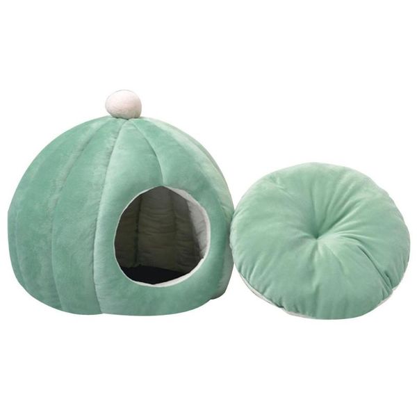 

cat beds & furniture winter bed semi-closed small mat basket dog green velvet house pets tent cozy cave indoor unique cactus shape