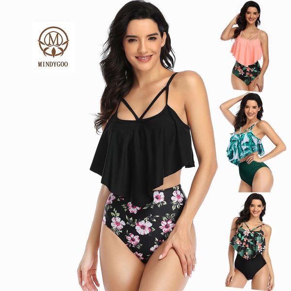 

wholesale mindygoo manufacture oem odm custom new solid bikini set two piece swimsuit little girl beachwear, White;black