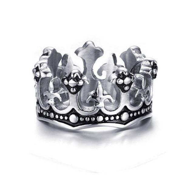 

cluster rings vintage style black royal crown knight cross men's charm jewelry, Golden;silver