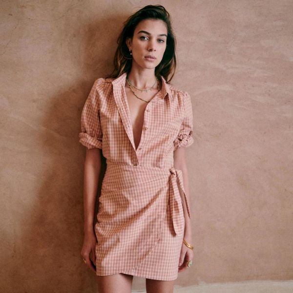 

casual dresses plaid print pink mini dress 2021 elegant woman v neck long sleeves turn-down collar short female vintage chic robe, Black;gray