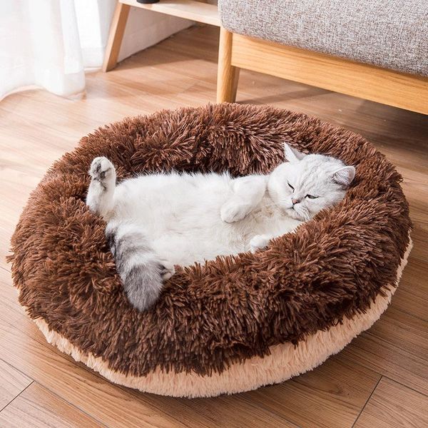 

dog cat bed winter warm round pet lounger cushion for small medium large kennel deep sleep house velvet mats sofa kennels & pens
