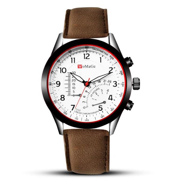 

wristwatches fashion men sports watches womage mens quartz faux leather ladies personalized clock mechanism bracelet, Slivery;brown
